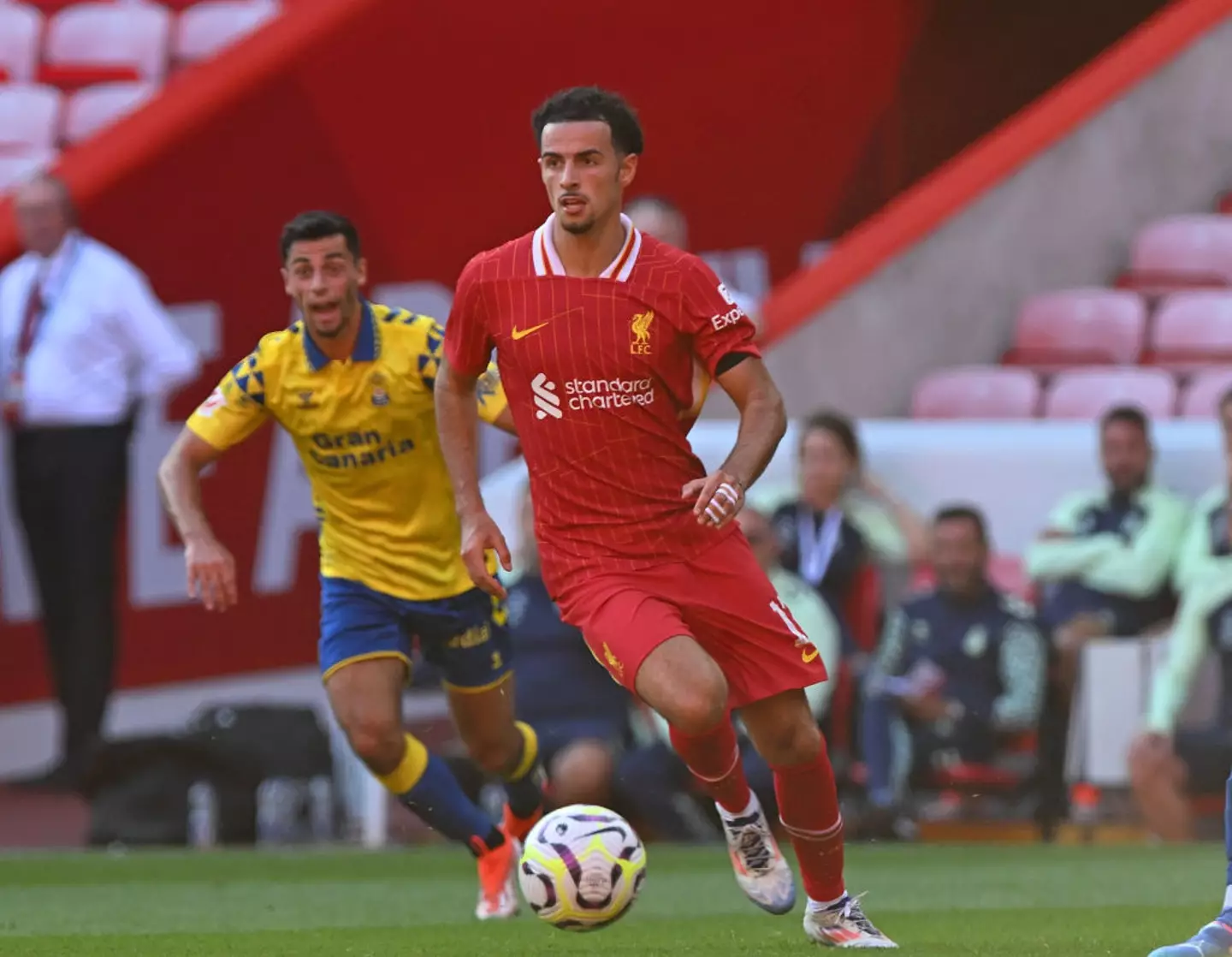 Curtis Jones featured in pre season for Liverpool but is yet to make an appearance in the 2024/25 season. (Image: Getty)