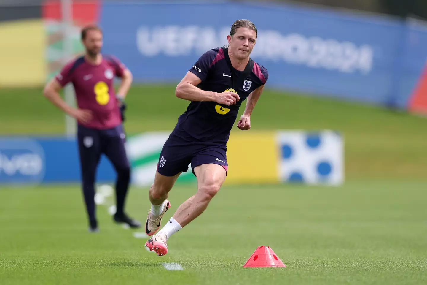 Conor Gallagher during an England training session at Euro 2024. Image: Getty