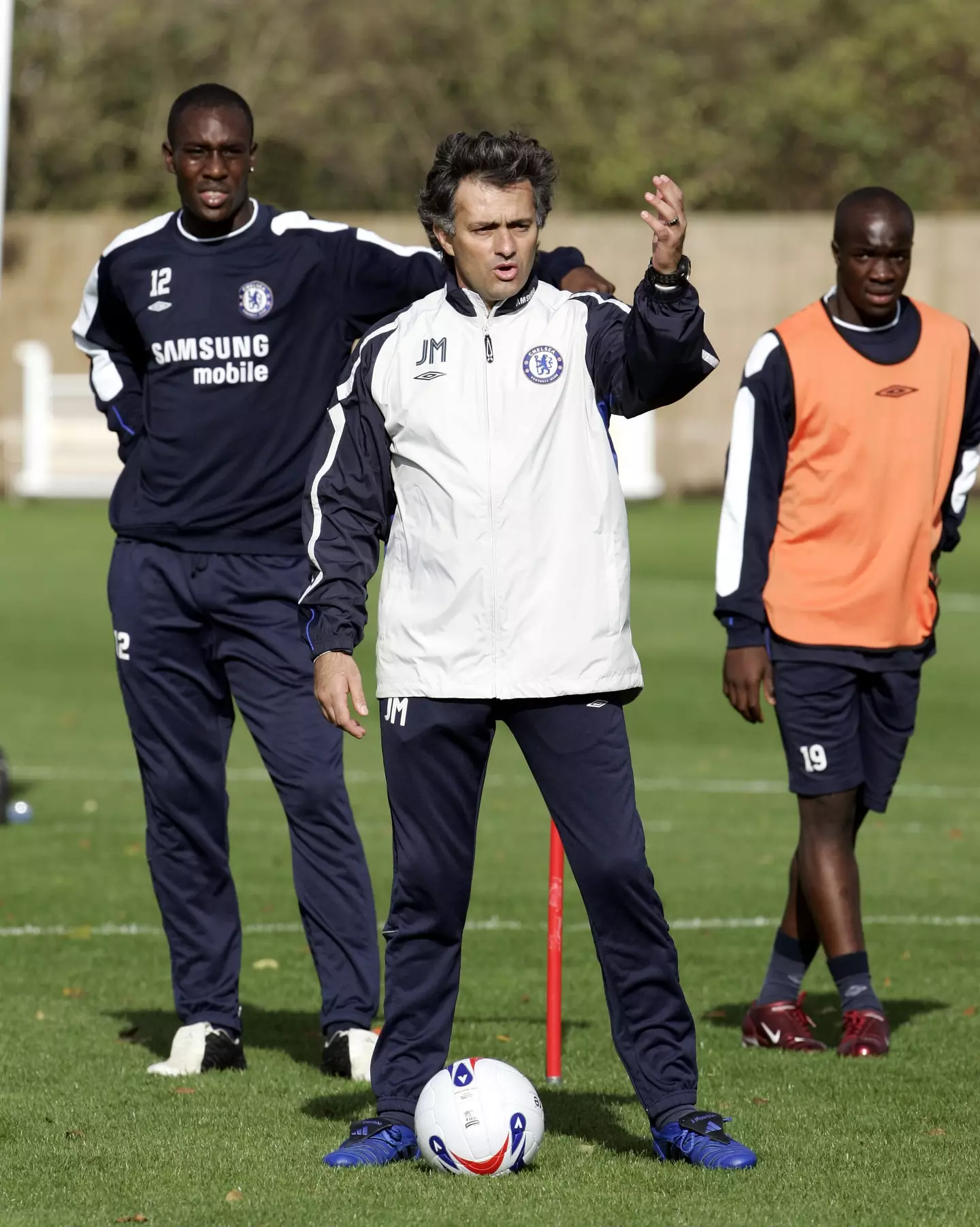 Carlton Cole during a Chelsea training session under Jose Mourinho. Image: Getty