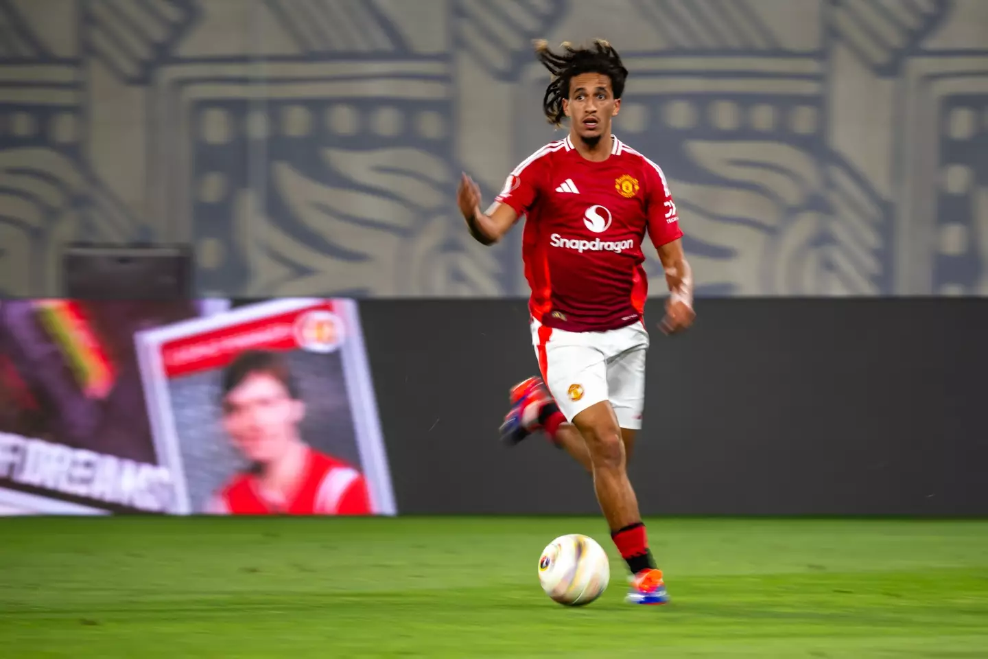 Hannibal Mejbri in pre-season action for Manchester United. Image: Getty 