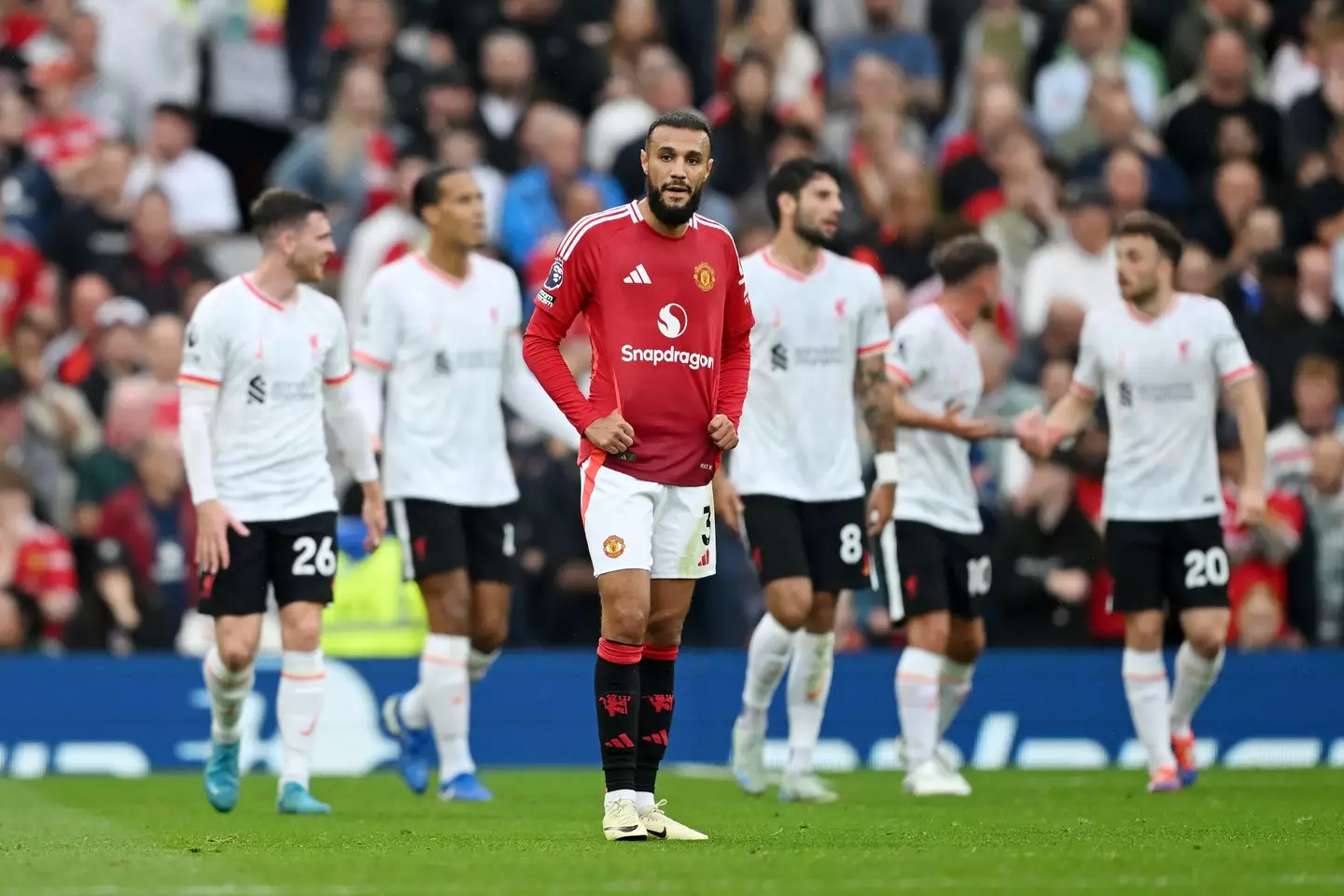 Noussair Mazraoui got away with a risky challenge. [Getty]